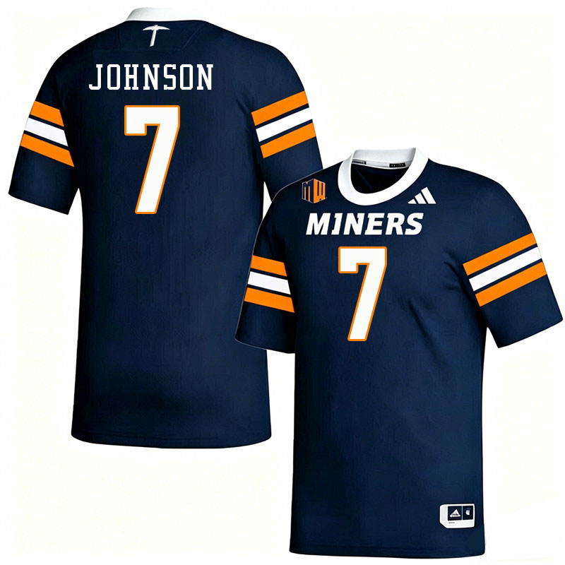 UTEP Miners #7 KD Johnson College Football Jerseys,Uniforms-Navy